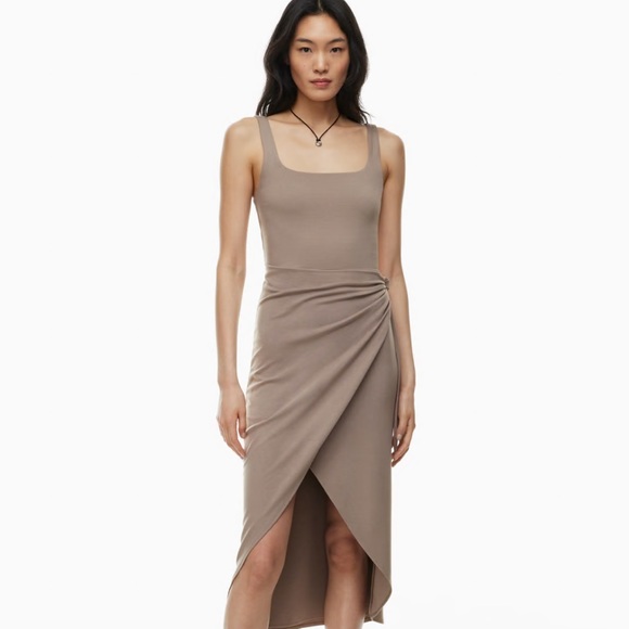 Aritzia Saturn Midi Dress in Grey Taupe - Picture 5 of 8